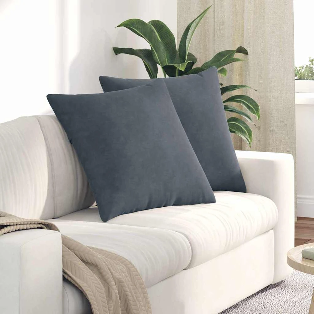 Sofa Pagalvės 2 pcs Tamsiai pilka 60 x 60 cm Kordūrinis audinys