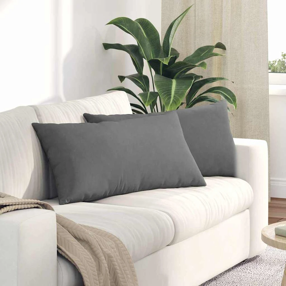 Sofa Pagalvės 2 vnt. audinys Tamsiai pilka 80 x 40 cm