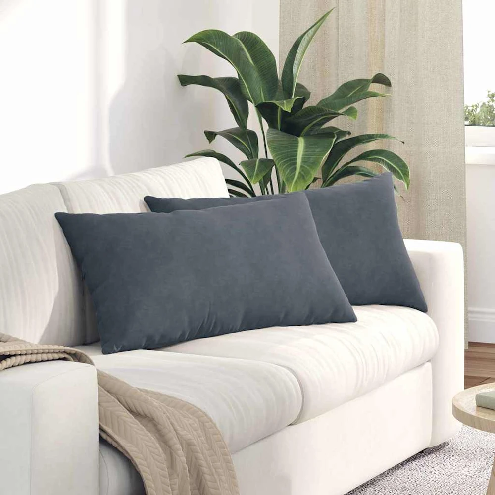 Sofa Pagalvės 2 pcs Tamsiai pilka 80 x 40 cm Kordūrinis audinys