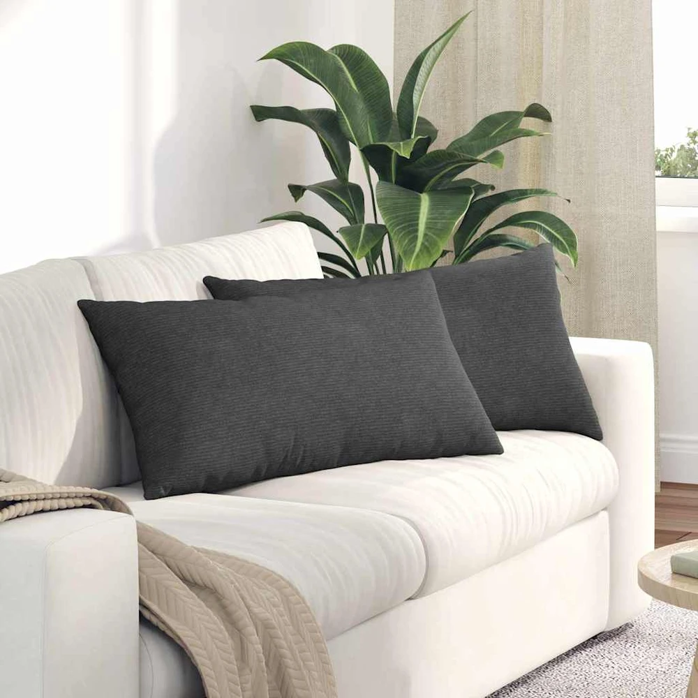 Sofa Pagalvės 2 pcs Tamsiai pilka 80 x 40 cm Kordūrinis audinys