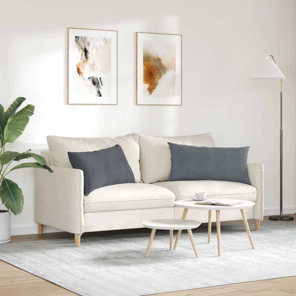 Sofa Pagalvės 2 pcs Tamsiai pilka 80 x 40 cm Kordūrinis audinys
