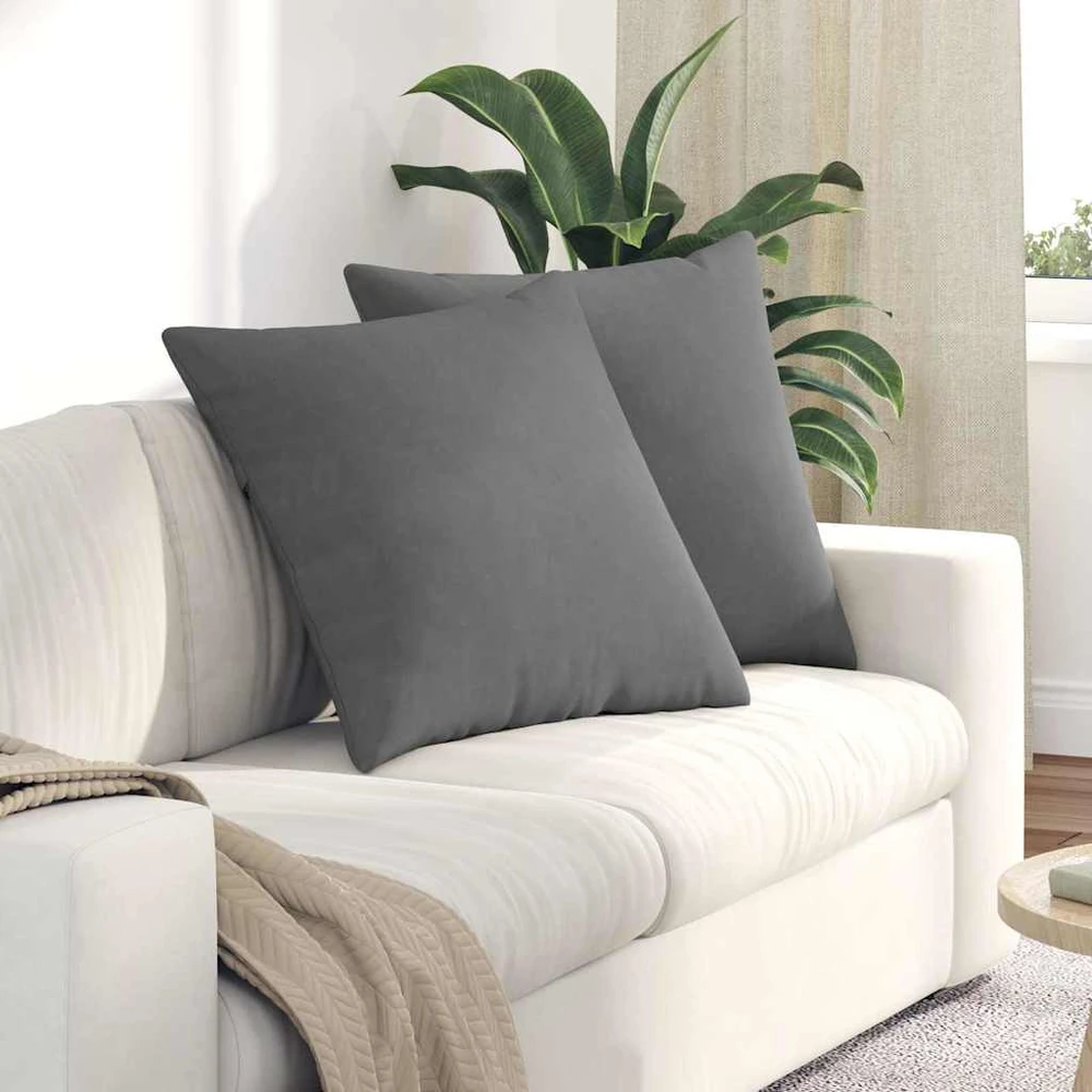 Sofa Pagalvės 2 vnt. audinys Tamsiai pilka 80 x 80 cm