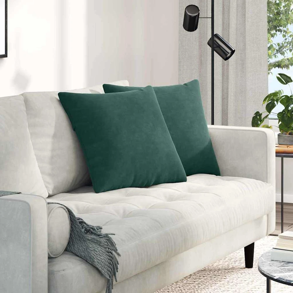 Sofa Pagalvės 2 pcs Tamsiai žalia 50 x 50 cm Kordūrinis audinys