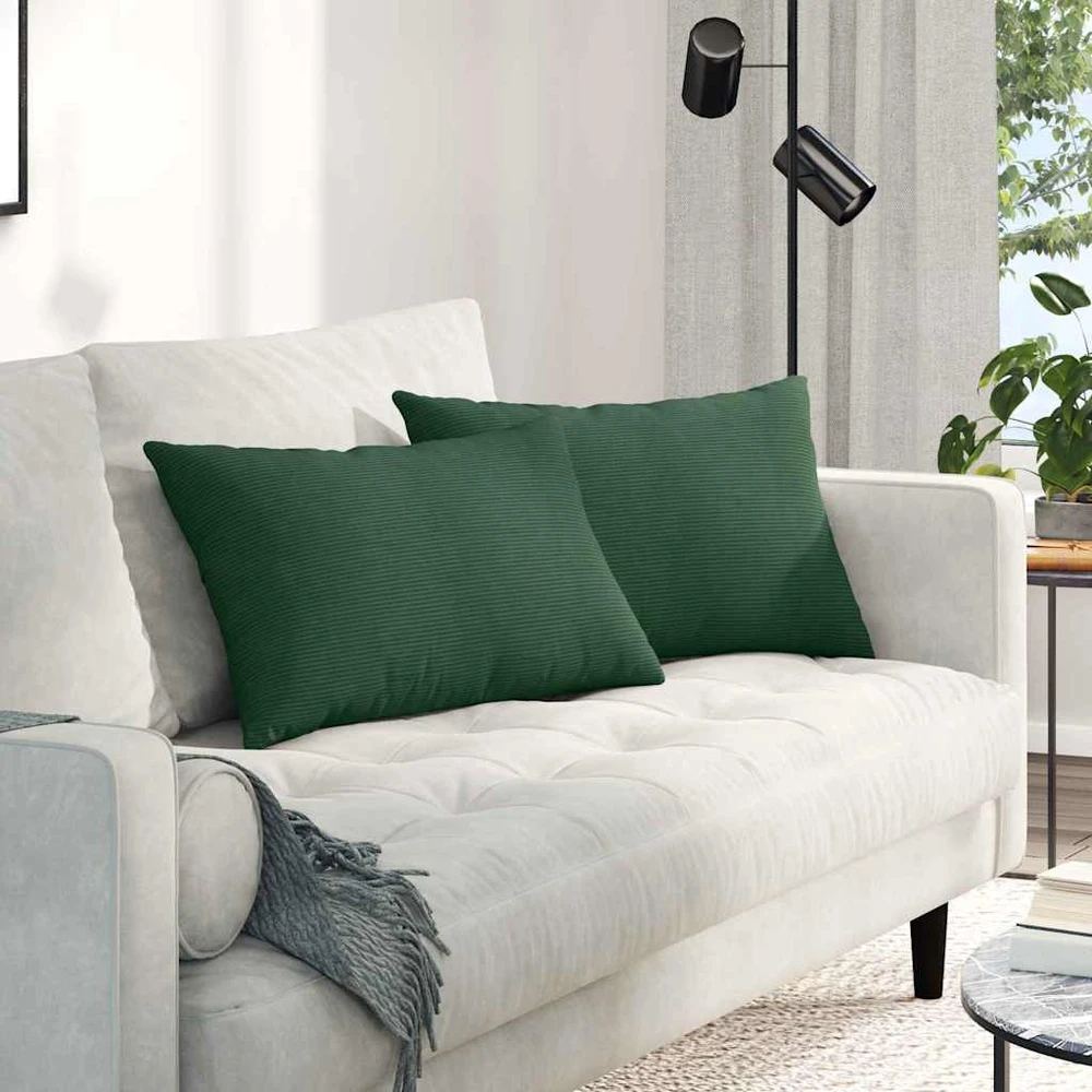 Sofa Pagalvės 2 pcs Tamsiai žalia 60 x 40 cm Kordūrinis audinys