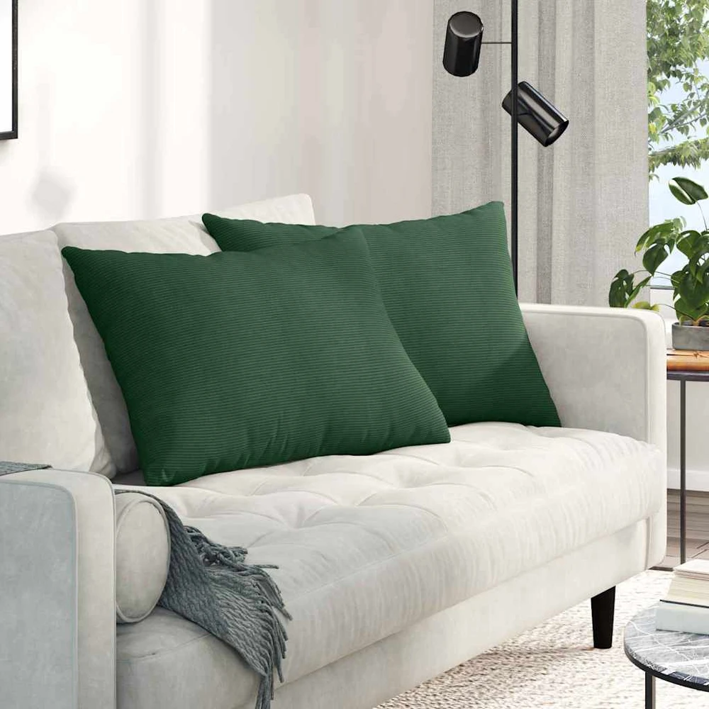 Sofa Pagalvės 2 pcs Tamsiai žalia 70 x 50 cm Kordūrinis audinys