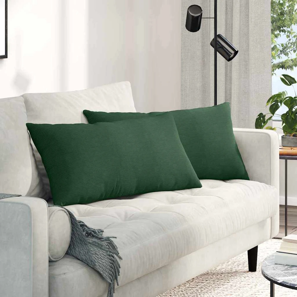 Sofa Pagalvės 2 pcs Tamsiai žalia 80 x 40 cm Kordūrinis audinys