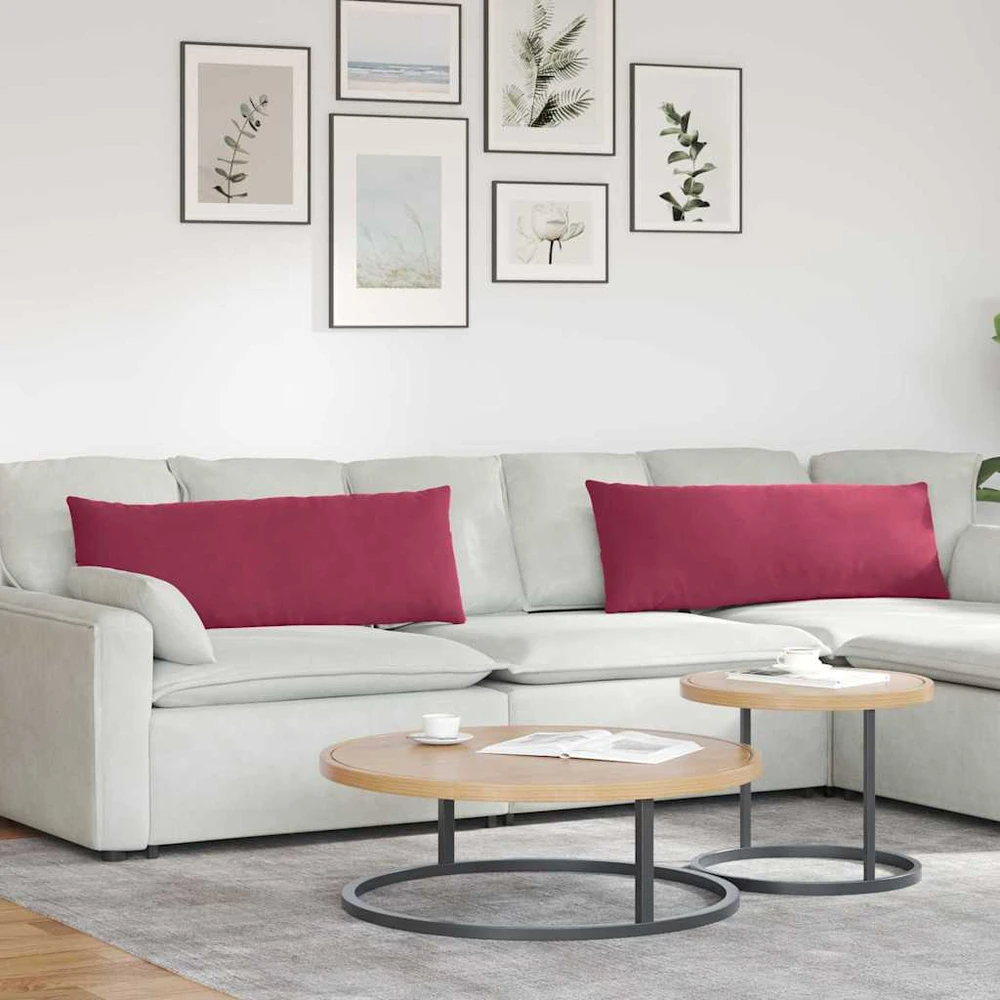 Sofa Pagalvės 2 pcs Vyno raudona 120 x 40 cm Kordūrinis audinys