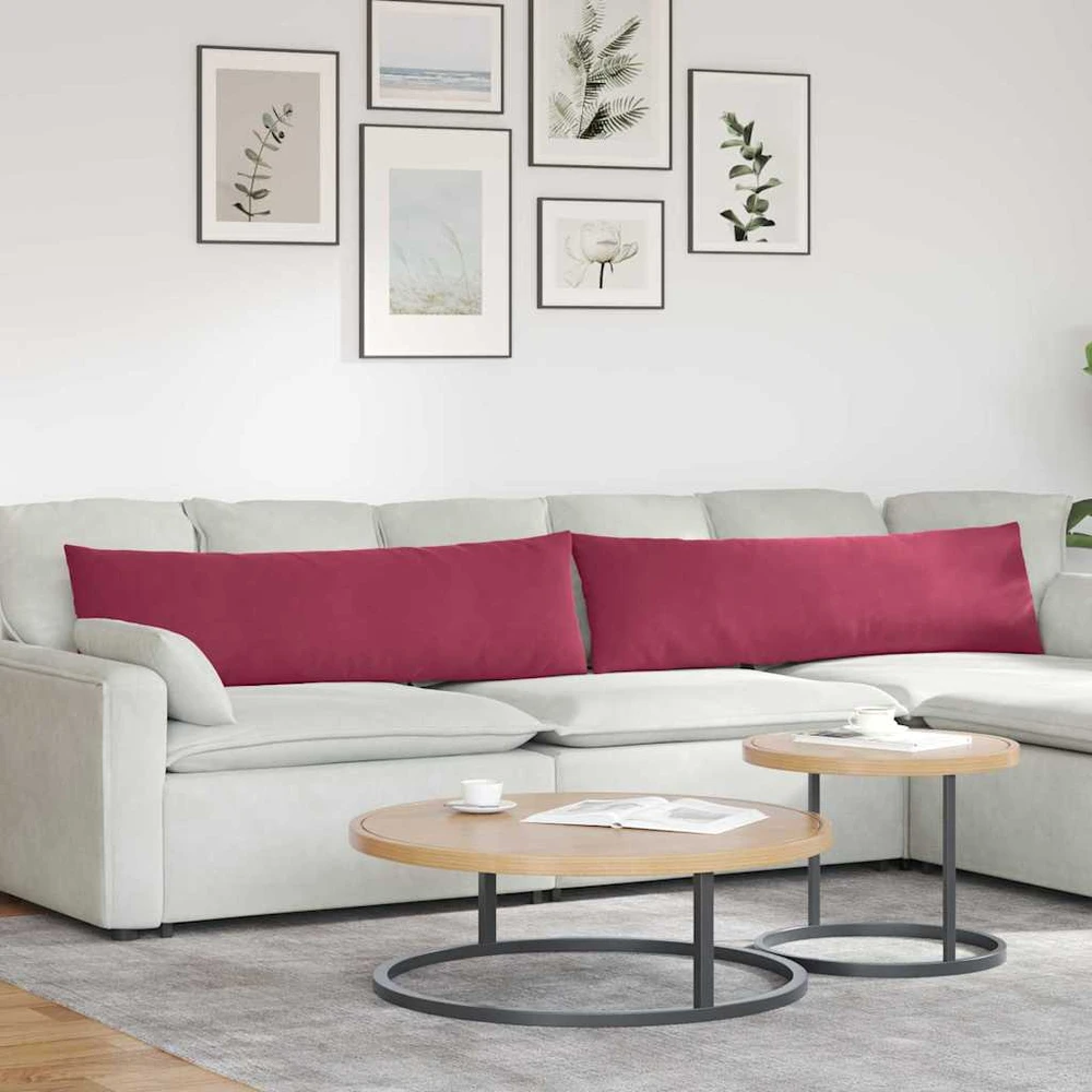Sofa Pagalvės 2 pcs Vyno raudona 145 x 40 cm Kordūrinis audinys