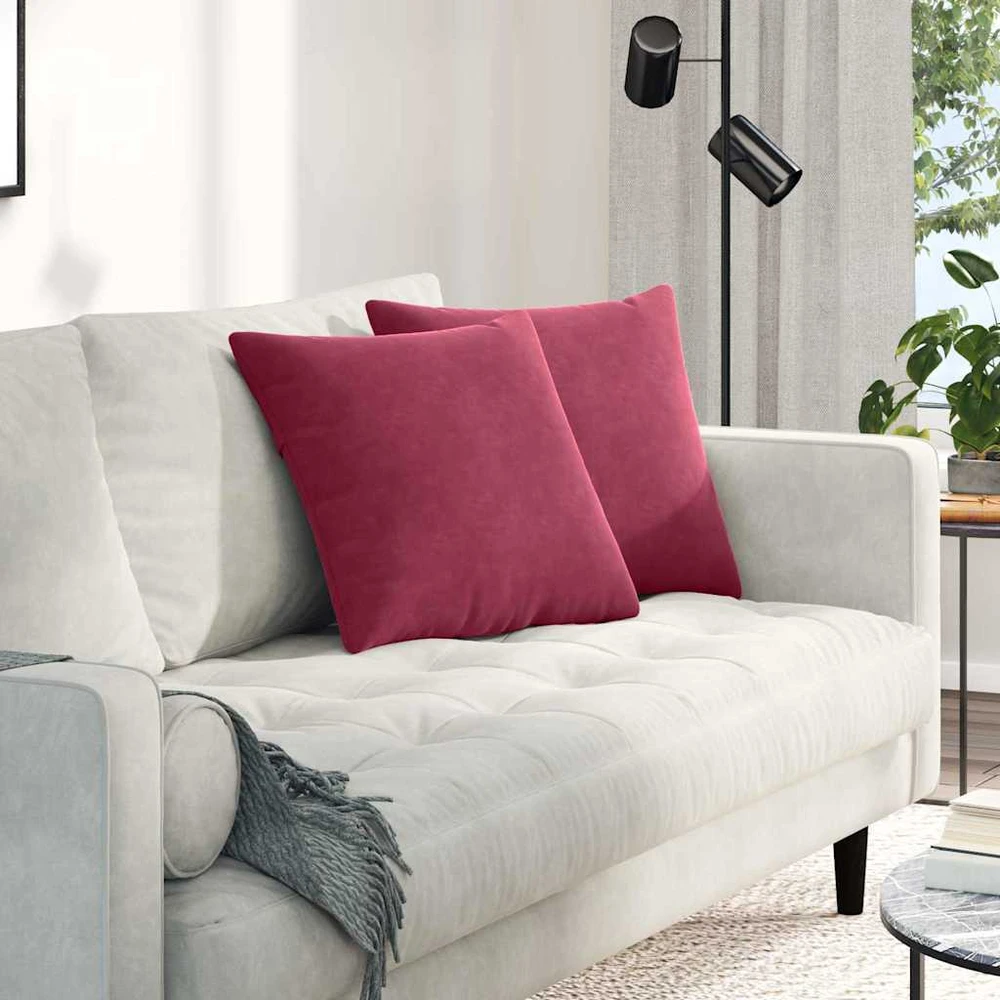 Sofa Pagalvės 2 pcs Vyno raudona 45 x 45 cm Kordūrinis audinys