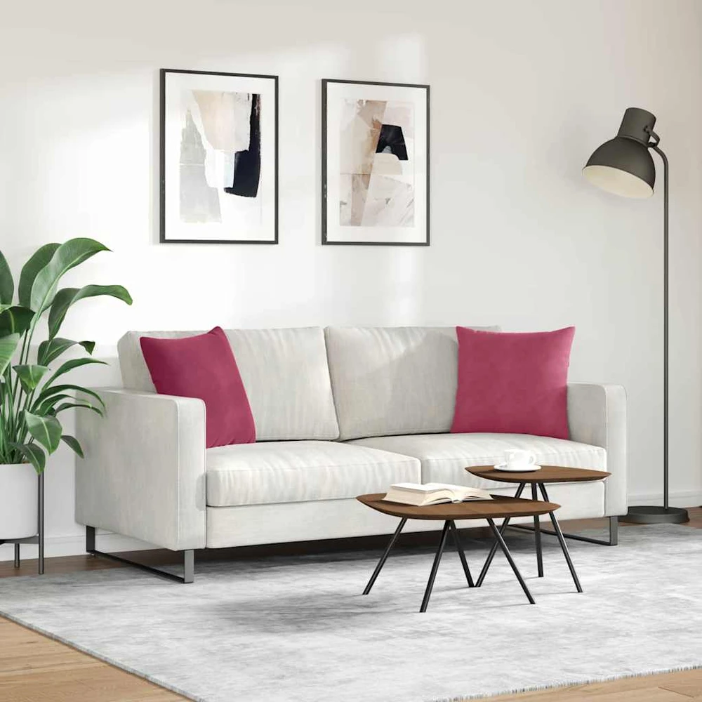 Sofa Pagalvės 2 pcs Vyno raudona 45 x 45 cm Kordūrinis audinys