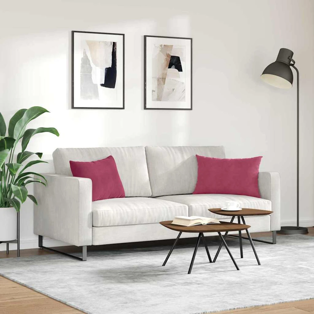 Sofa Pagalvės 2 pcs Vyno raudona 60 x 40 cm Kordūrinis audinys