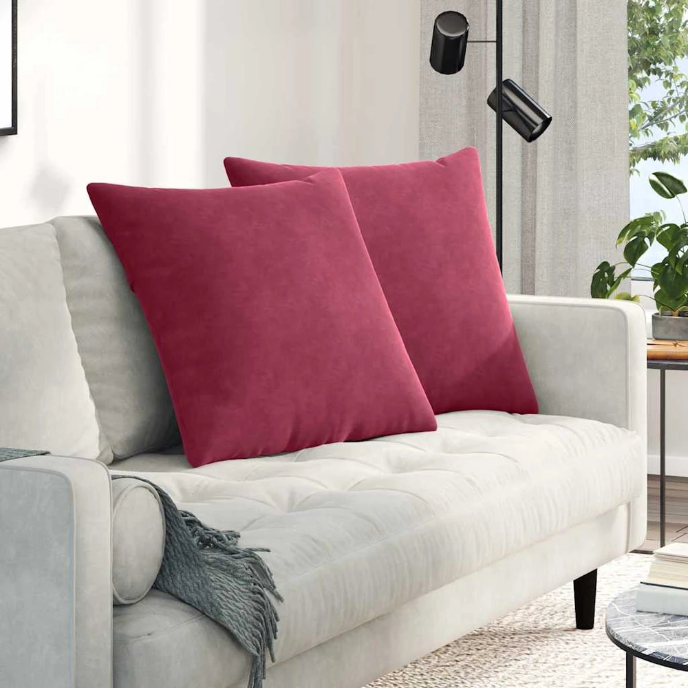 Sofa Pagalvės 2 pcs Vyno raudona 60 x 60 cm Kordūrinis audinys