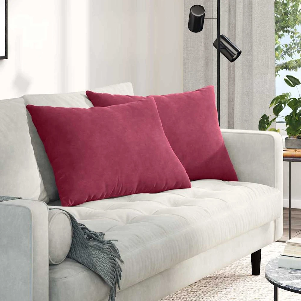 Sofa Pagalvės 2 pcs Vyno raudona 70 x 50 cm Kordūrinis audinys