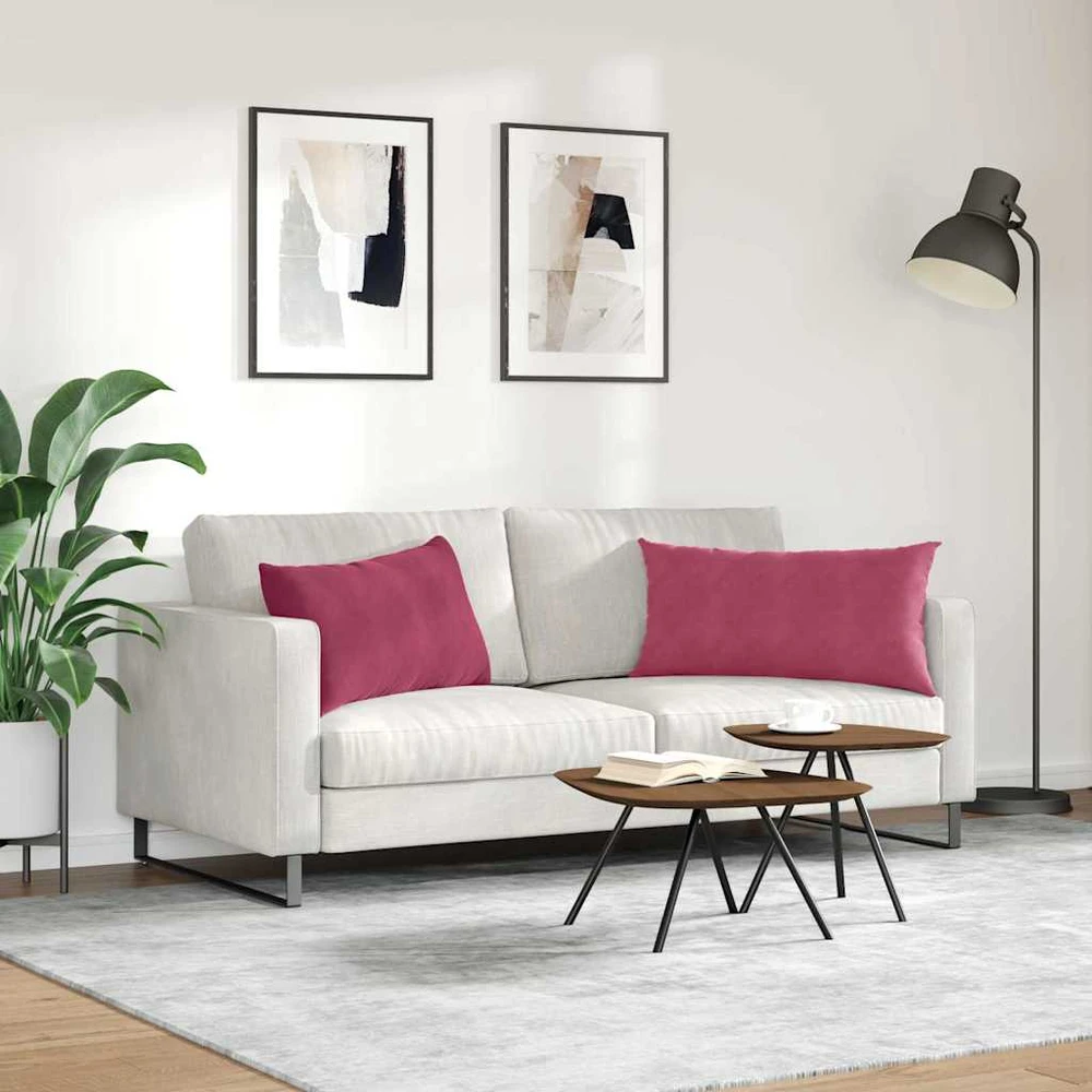 Sofa Pagalvės 2 pcs Vyno raudona 80 x 40 cm Kordūrinis audinys