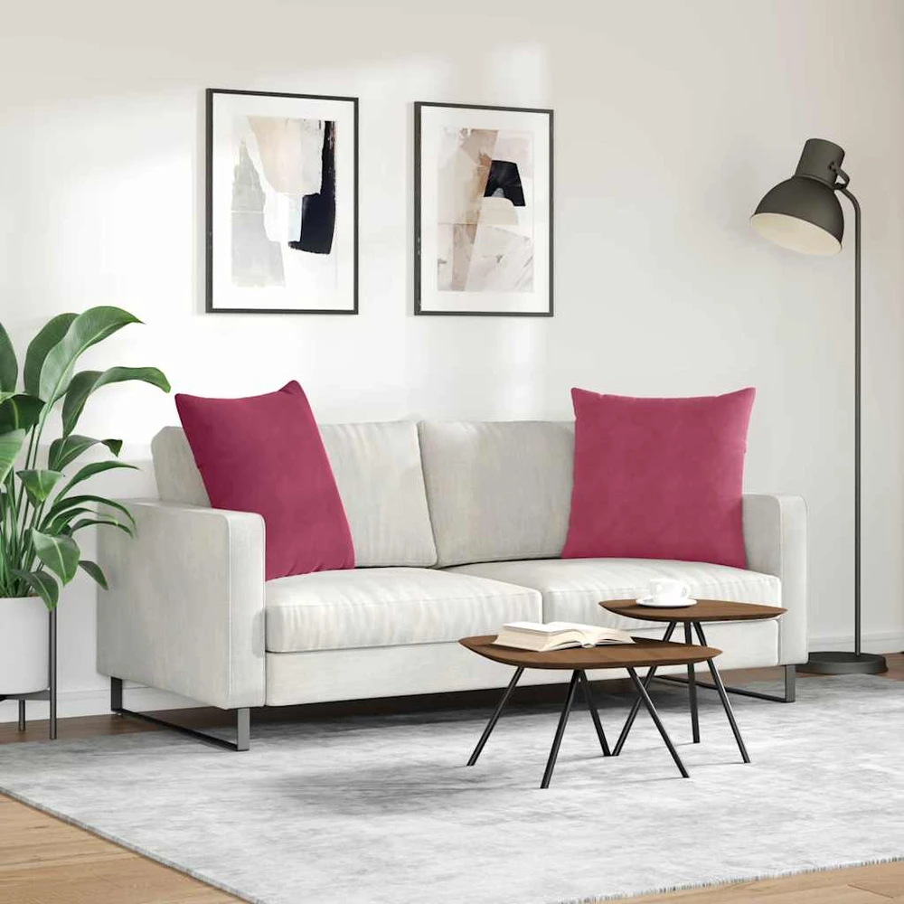 Sofa Pagalvės 2 pcs Vyno raudona 80 x 80 cm Kordūrinis audinys