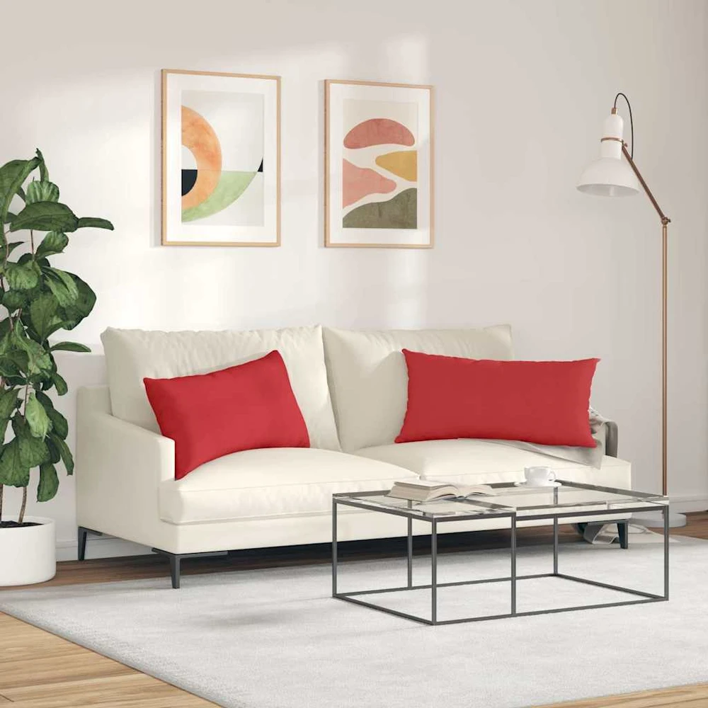 Sofa Pagalvės 2 vnt. audinys Raudona 80 x 40 cm