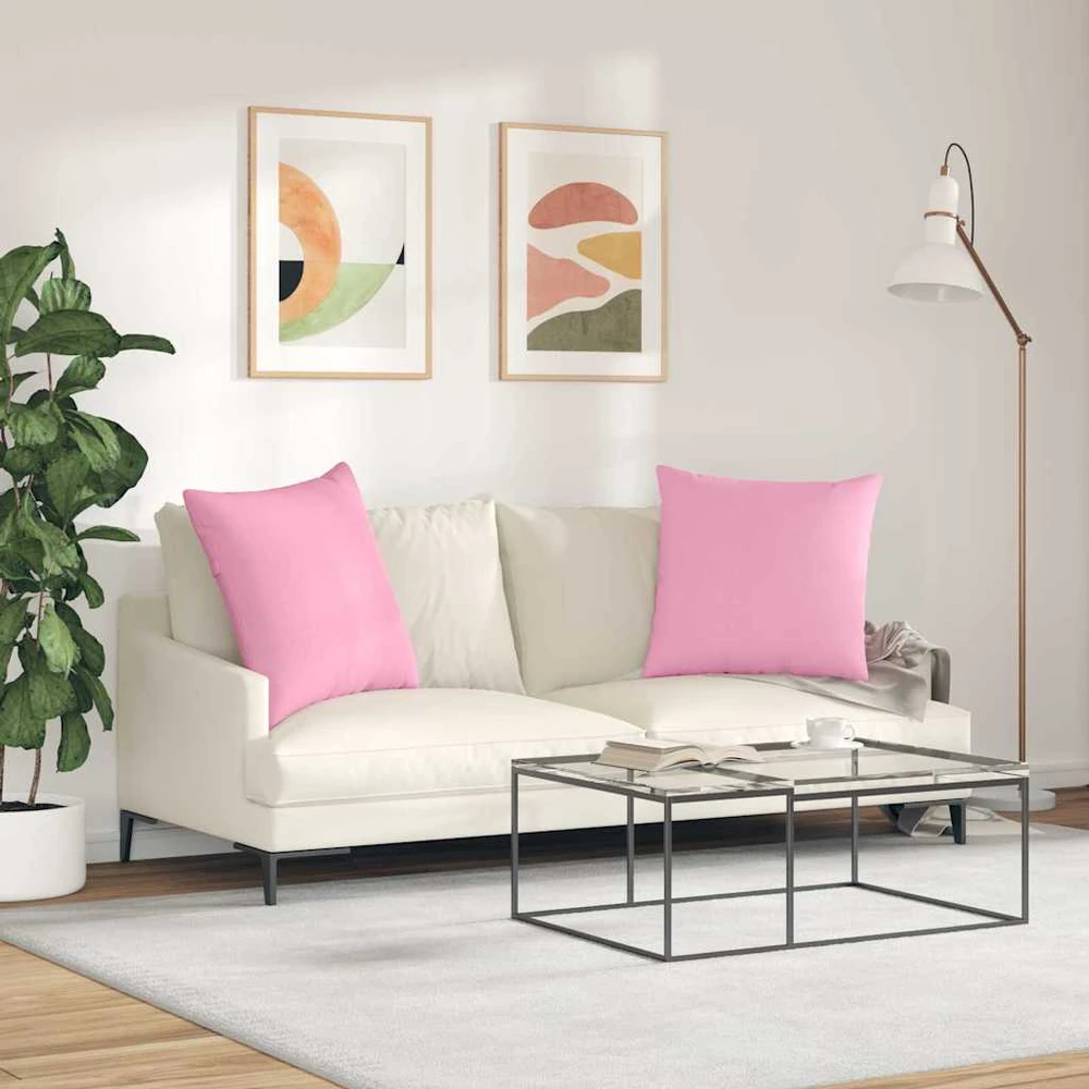 Sofa Pagalvės 2 vnt. audinys Rožinė 80 x 80 cm