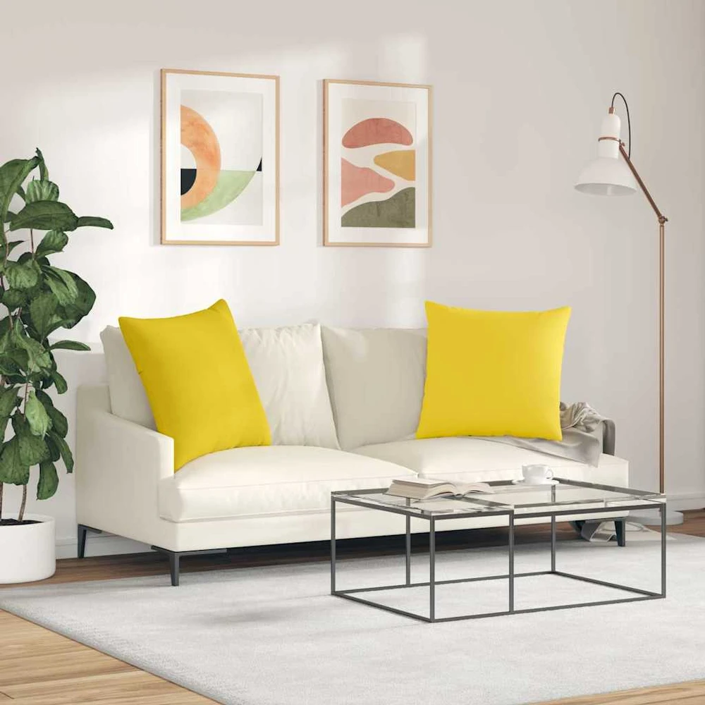 Sofa Pagalvės 2 vnt. audinys Šviesi geltona 60 x 60 cm