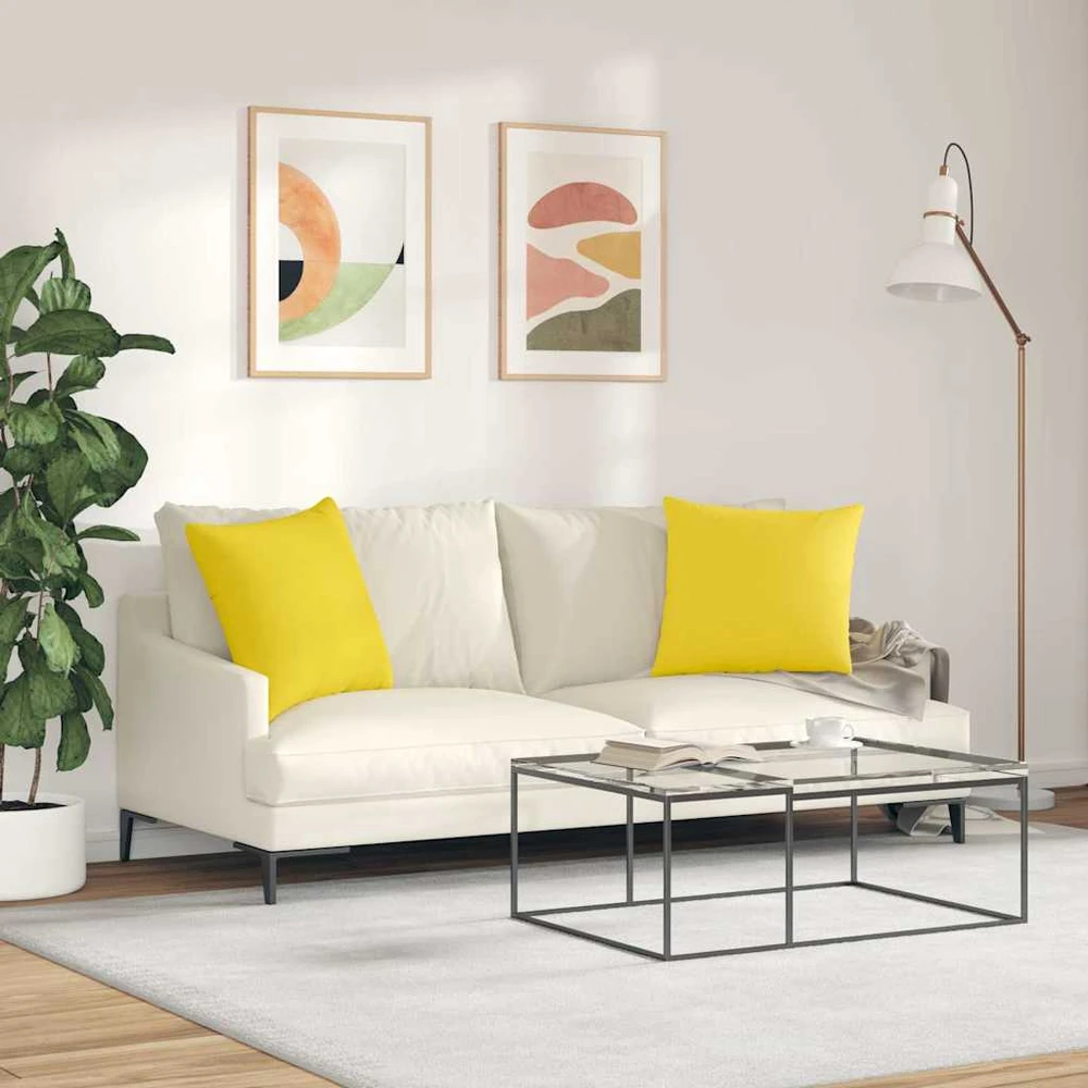 Sofa Pagalvės 2 vnt. audinys Šviesi geltona 50 x 50 cm