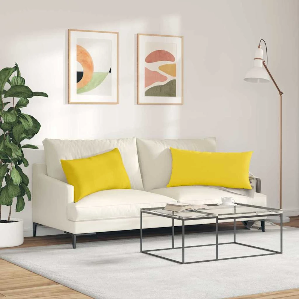 Sofa Pagalvės 2 vnt. audinys Šviesi geltona 80 x 40 cm