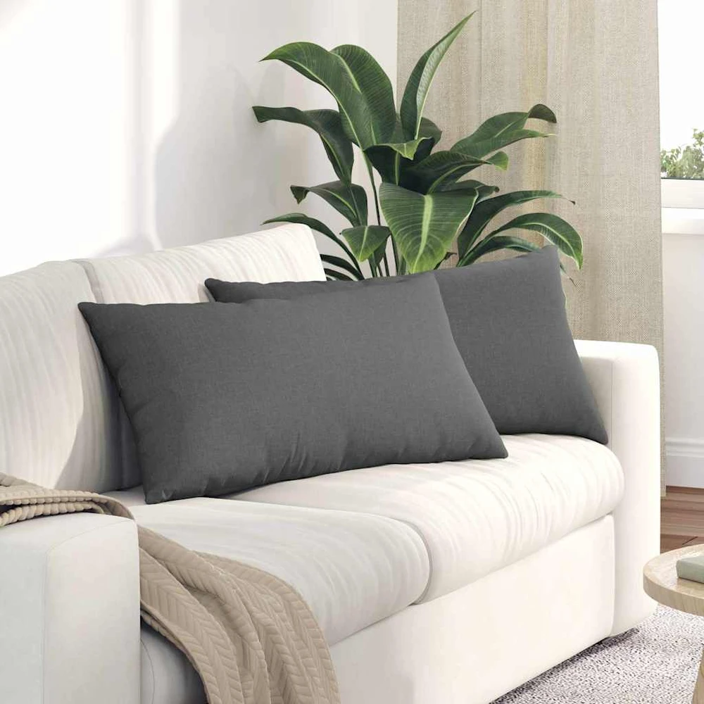 Sofa Pagalvės 2 vnt. audinys Tamsiai pilka 80 x 40 cm