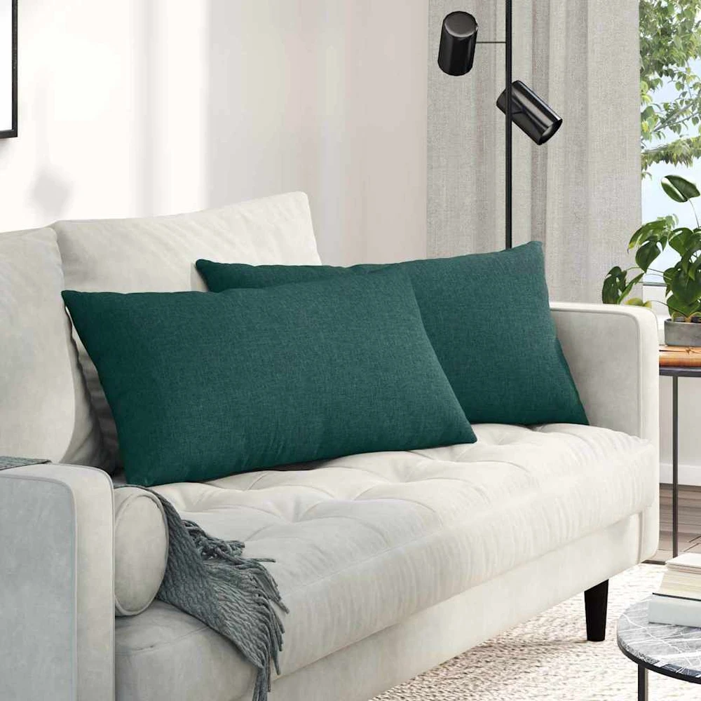 Sofa Pagalvės 2 vnt. audinys Tamsiai žalia 80 x 40 cm