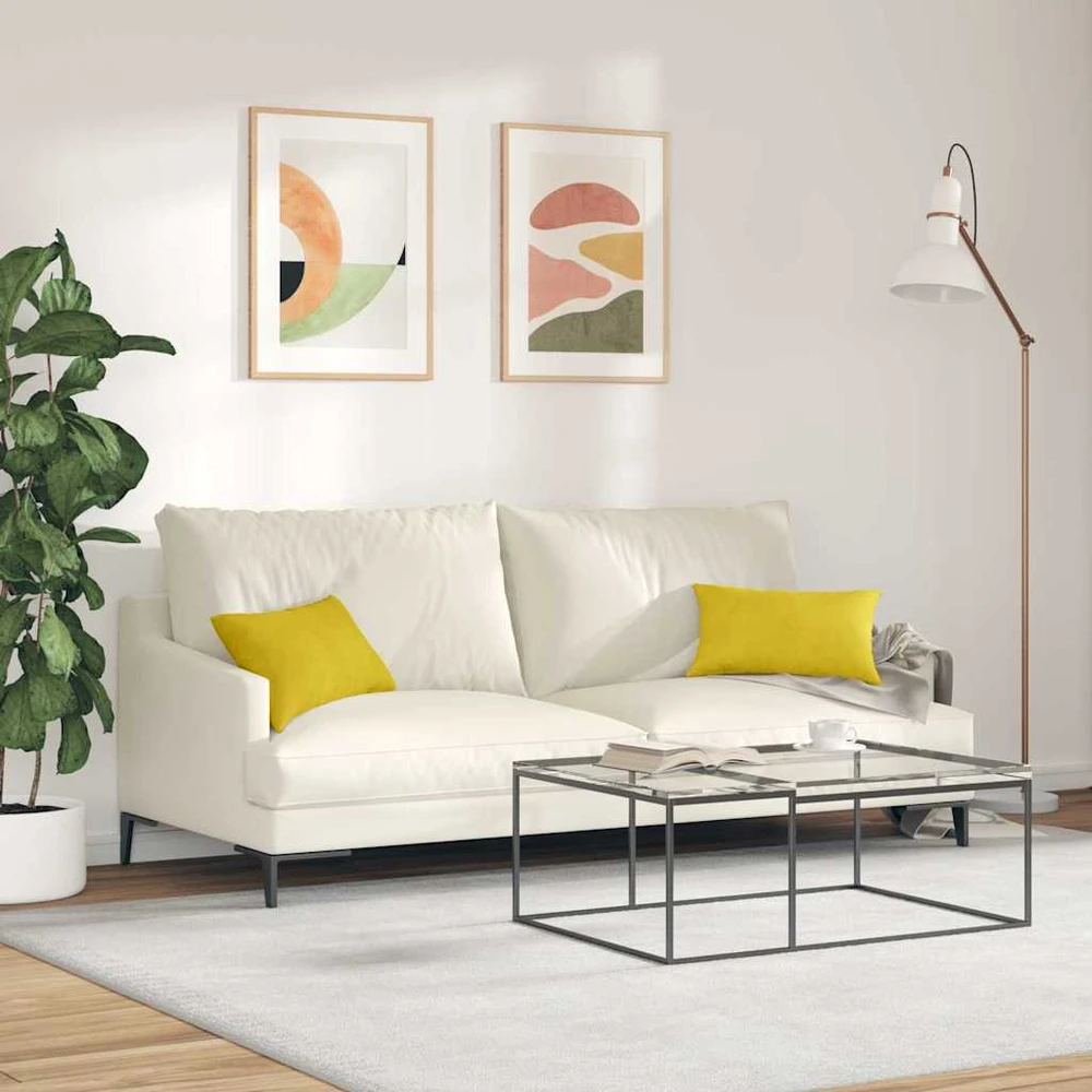 Sofa Pagalvės 2 pcs Geltona 50 x 30 cm Kordūrinis audinys