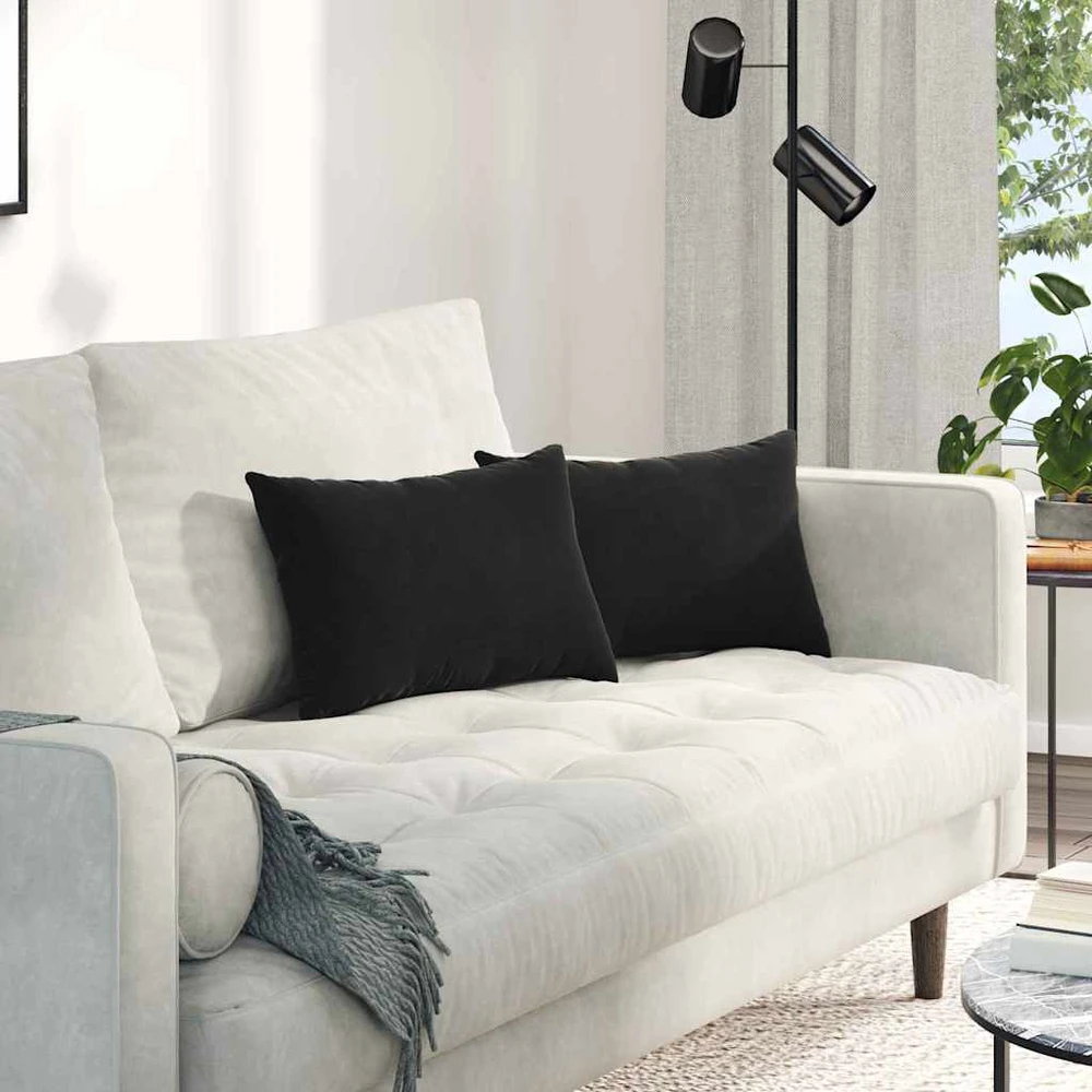 Sofa Pagalvės 2 pcs Juoda 50 x 30 cm Kordūrinis audinys