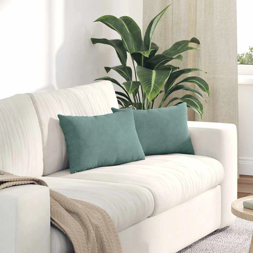 Sofa Pagalvės 2 pcs Jūrinė žalia 50 x 30 cm Kordūrinis audinys
