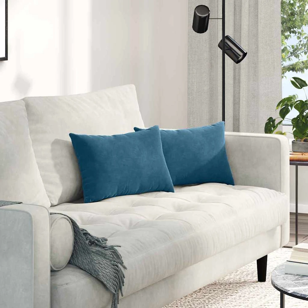 Sofa Pagalvės 2 vnt. Mėlyna 50 x 30 cm Kordūrinis audinys
