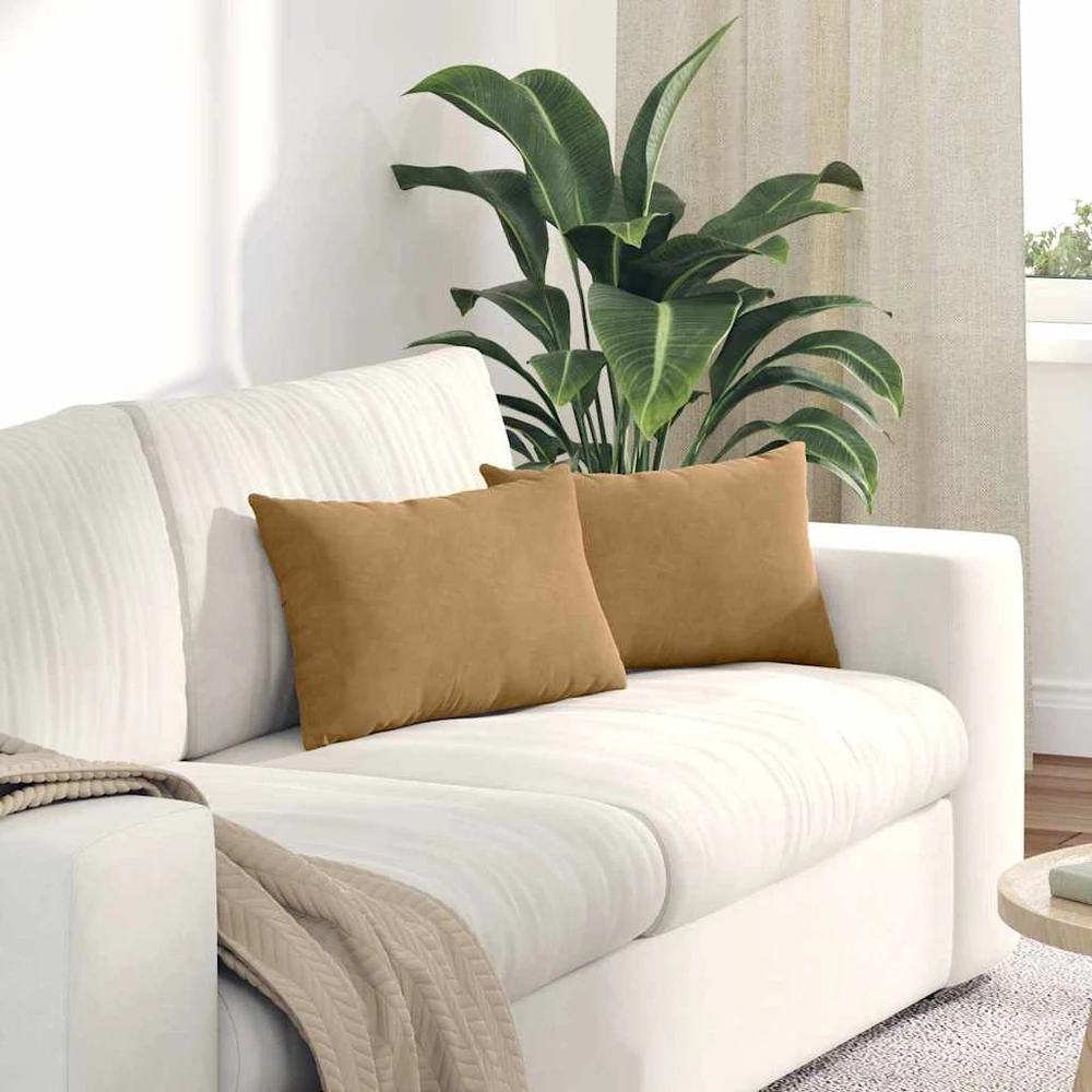 Sofa Pagalvės 2 pcs Ruda 50 x 30 cm Kordūrinis audinys