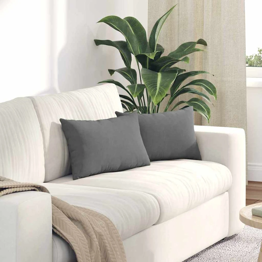 Sofa Pagalvės 2 vnt. audinys Tamsiai pilka 50 x 30 cm