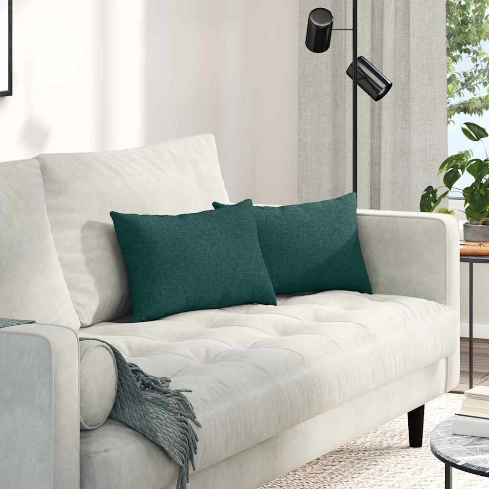 Sofa Pagalvės 2 vnt. audinys Tamsiai žalia 50 x 30 cm