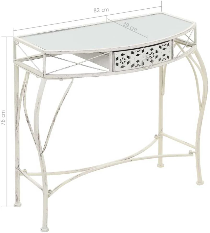 Šoninis staliukas, baltas, 82x39x76cm, metalas, prancūziškas