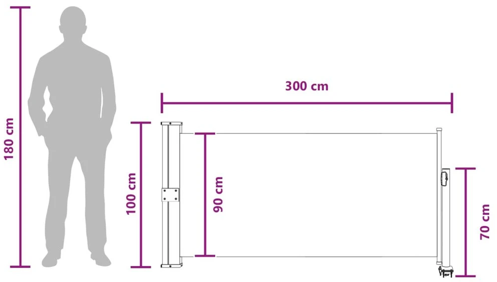 Šoninis tentas 100 x 300 cm 100% poliesteris, geležis, plienas