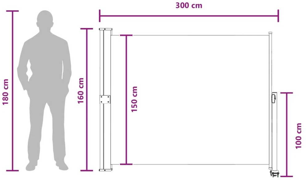 Šoninis tentas 160 x 300 cm Stačiakampio Antracito