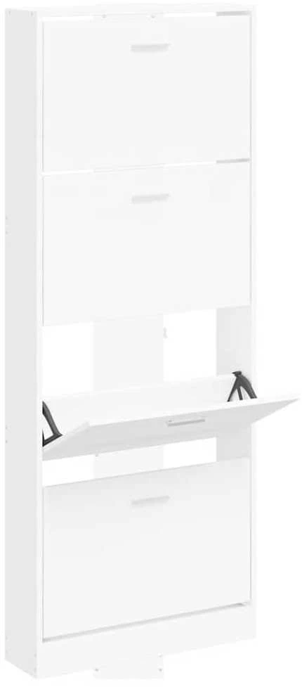 Spintelė batams, baltos spalvos, 59x17x150cm, apdirbta mediena