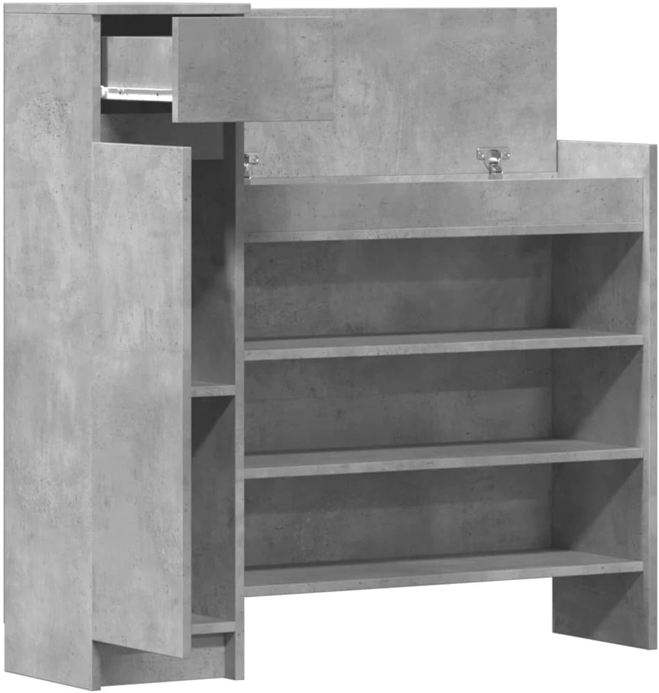 Spintelė batams, betono pilka, 100,5x28x100cm, apdirbta mediena