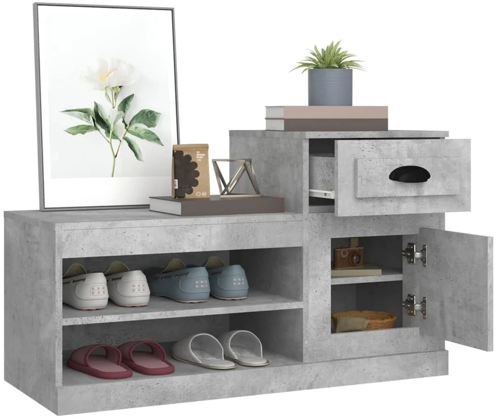 Spintelė batams, betono pilka, 100x42x60cm, apdirbta mediena