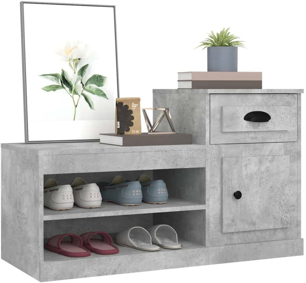 Spintelė batams, betono pilka, 100x42x60cm, apdirbta mediena