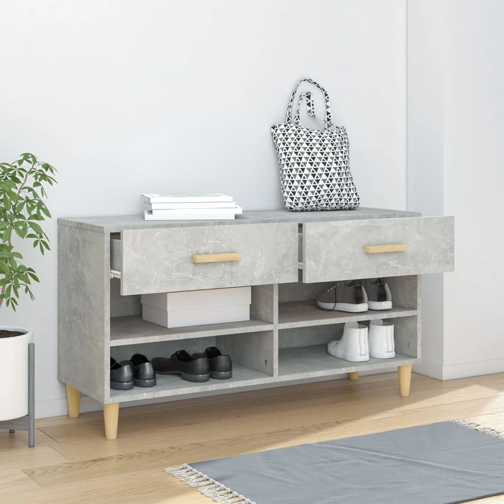 Spintelė batams, betono pilka, 102x35x55cm, apdirbta mediena