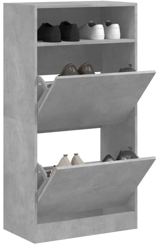 Spintelė batams, betono pilka, 60x34x116cm, apdirbta mediena