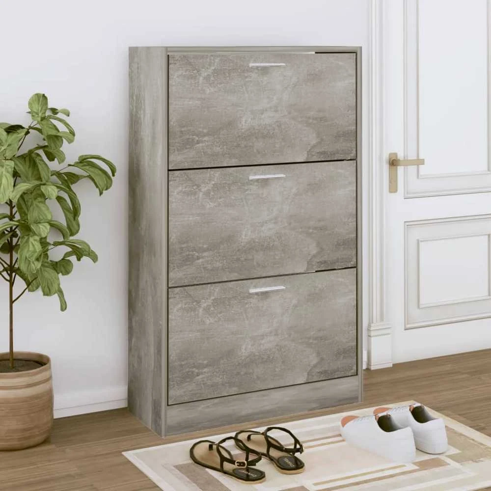 Spintelė batams, betono pilka, 63x24x103cm, apdirbta mediena