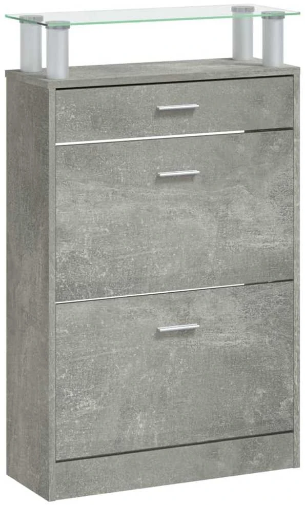 Spintelė batams, betono pilka, 63x24x104cm, apdirbta mediena