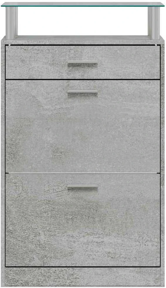 Spintelė batams, betono pilka, 63x24x104cm, apdirbta mediena