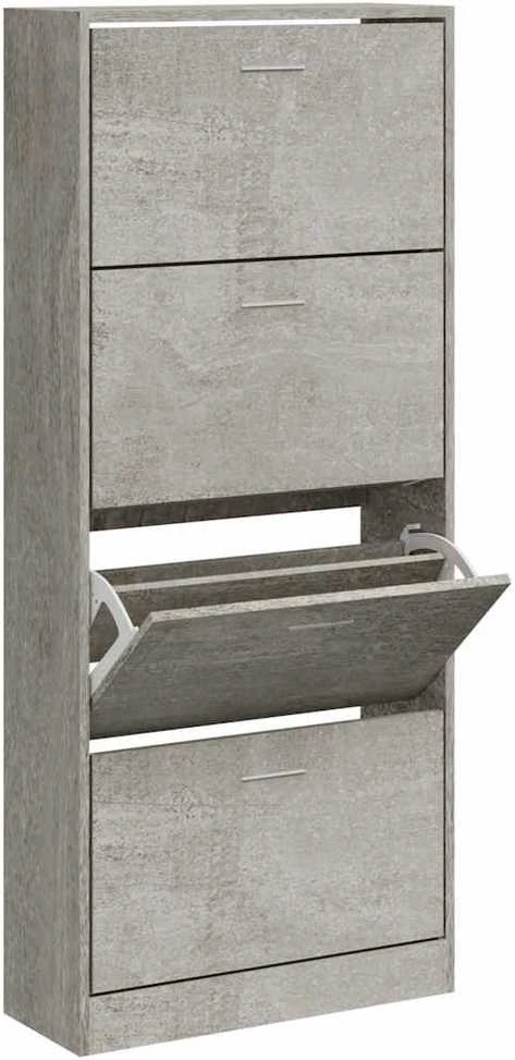 Spintelė batams, betono pilka, 63x24x147cm, apdirbta mediena
