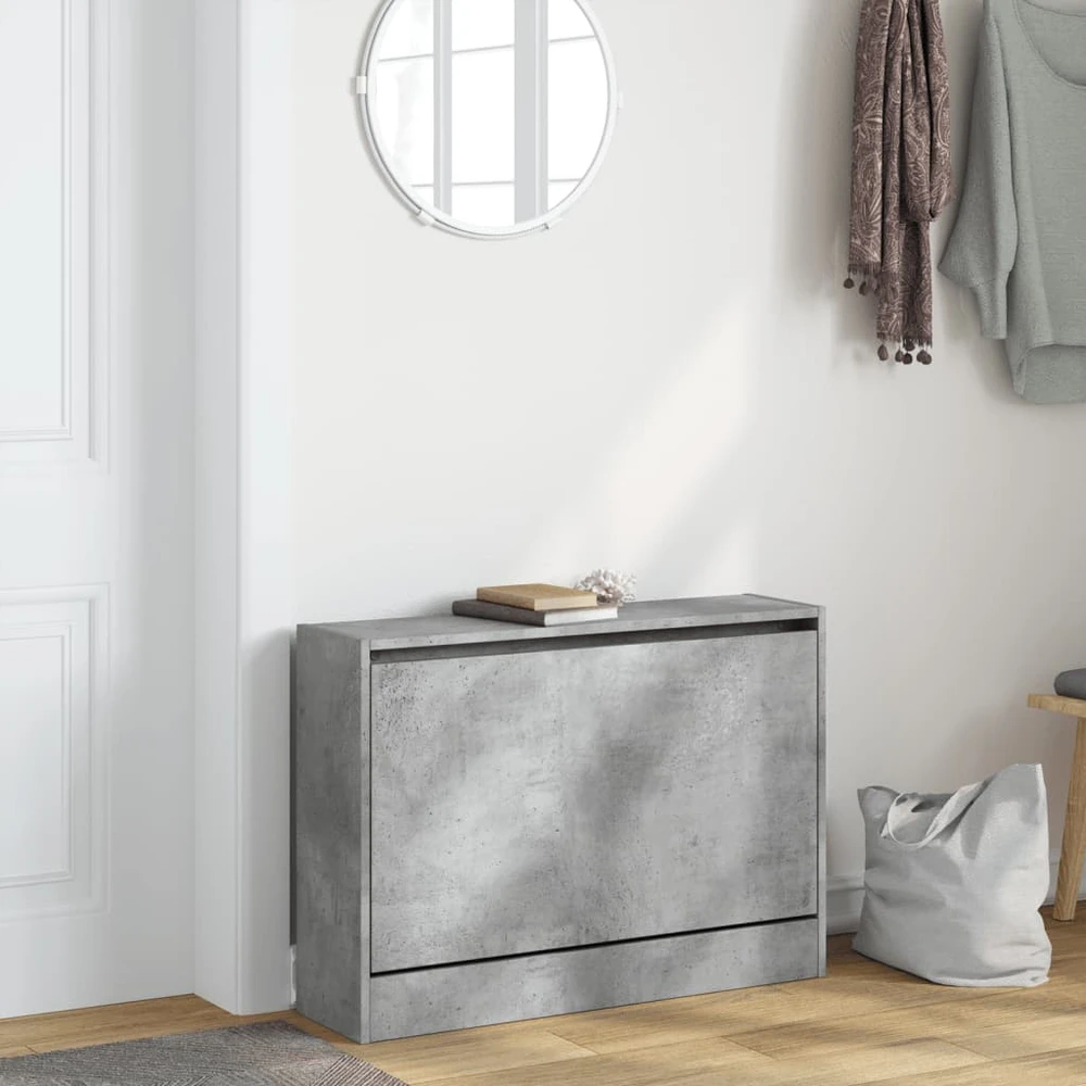 Spintelė batams, betono pilka, 80x21x57cm, apdirbta mediena