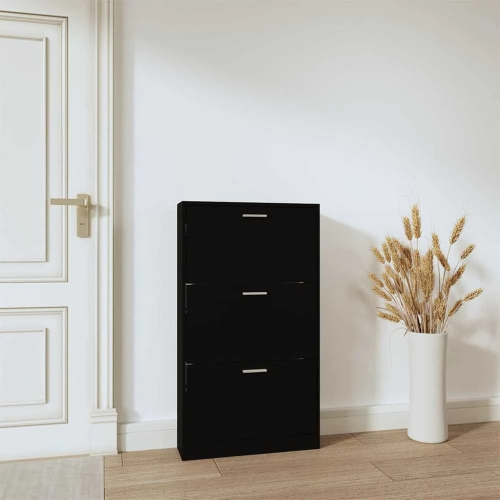 Spintelė batams, juodos spalvos, 59x17x108cm, apdirbta mediena