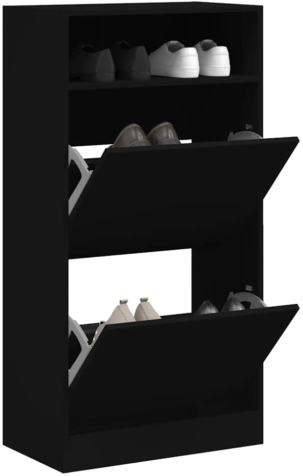 Spintelė batams, juodos spalvos, 60x34x116cm, apdirbta mediena