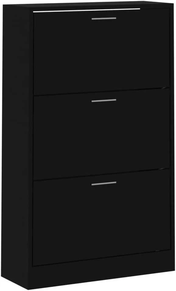 Spintelė batams, juodos spalvos, 63x24x103cm, apdirbta mediena